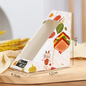 Custom Eco-Friendly Glossy-Laminated Rigid Paper Sandwich Boxes with Transparent Window for Catering Fresh Food