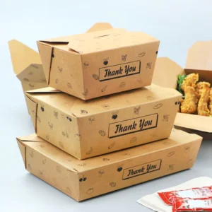 Custom Eco-Friendly Kraft Paper Disposable Food Packaging Boxes with Embossing for Restaurants