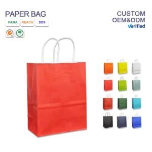 Custom Eco-Friendly Kraft Paper Multi-Size Takeaway Bags with Ribbon Handles, Matte Lamination, Offset Printing, for Gifts and Food