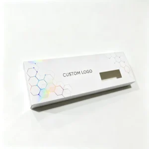 Custom Eco-Friendly Matte Lamination Sponge-Lined Die-Cut Window Holographic Paper Cardboard Pen Storage Box