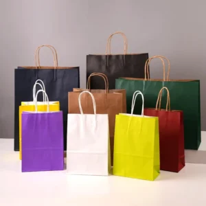 Custom Eco Friendly Paper Bag Shopping Bags Premium Paper Bags Takeaway Fast Food Kraft Paper Bags Handles for Restaurant