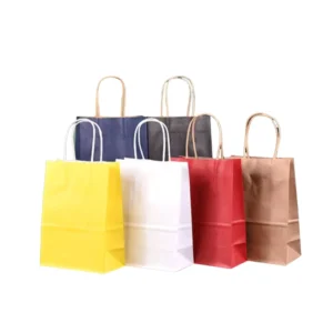 Custom Eco-Friendly Paper Bags and Boxes with Handles for Gift Shopping and Fast Food Takeaway Packaging