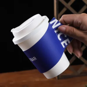 Custom Eco Friendly Single Wall Hot Paper Espresso Coffee Cup With Handle Sleeves