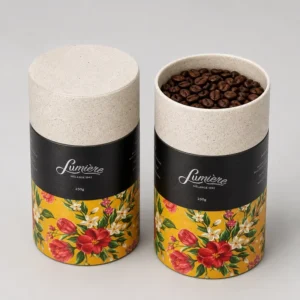 Custom Eco friendly Coffee Cardboard Tube Packaging Food Grade Round Paper Canister with Floral Print