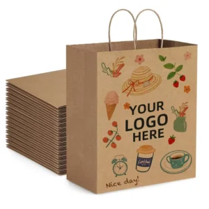 Custom Eco friendly Premium Brown Kraft Paper Bag Packaging Takeaway Paper Bags with Your Own logo