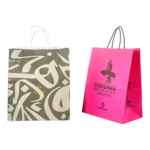 Custom Eco-friendly White Brown Kraft Food Takeaway Gift Shopping Paper Bags with Handle and Your Own logo Printing