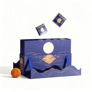 Custom Embossed Cardboard Mid-Autumn Mooncake Gift Box with Double-Open Design