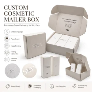 Custom Embossed White Folding Cardboard Cosmetic Skincare Packaging Box