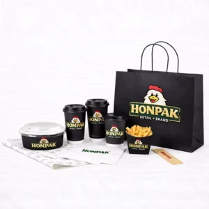 Custom Fast Food Takeaway Packaging Set Paper Bag Cups Boxes For Fried Chicken Burger OEM Food Packaging