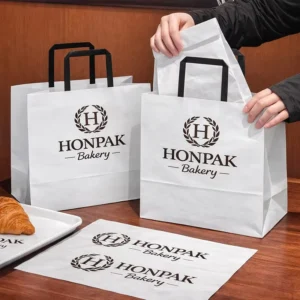 Custom Fast Food to Go Bakery Delivery Cake Dessert Bread Paper Bag Takeout Packaging Take Away Kraft Paper Bag for Restaurant