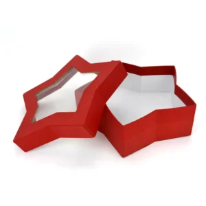 Custom Five-Pointed Star-Shaped Gift Paper Box with Transparent Window for Cake, Cookies, and Bread