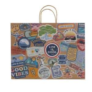 Custom Flat Handle Kraft Paper Takeaway Bags Portable Food Packaging Bags for Milk Tea Shop & Bakery