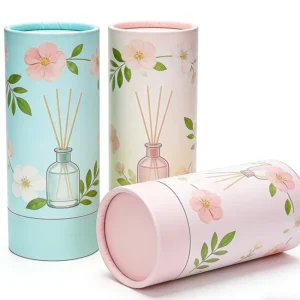 Custom Floral Print Reed Diffuser Paper Tube Eco Friendly Recycled Materials Cosmetic Cylinder Packaging Aroma Diffuser Oil Free