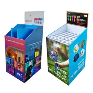 Custom Foldable Eco-Friendly Cardboard Square Dump Bin Displays With Multiple Divider Header For Retail Promotional Use