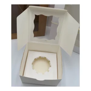 Custom Foldable White Food-Grade Kraft Paper Cupcake Box with Window