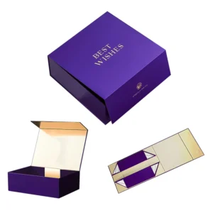 Custom Folding Rigid Cardboard Magnetic Gift Box with Ribbon