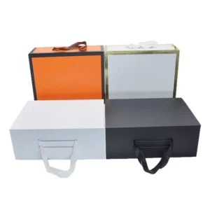 Custom Folding Rigid Magnetic Paper Gift Box with Ribbon Handle