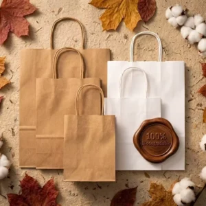 Custom Food Delivery Kraft Paper Bag Recyclable Takeaway Packaging Flexo Print Restaurant Promo Eco Friendly Paper Kraft Bag