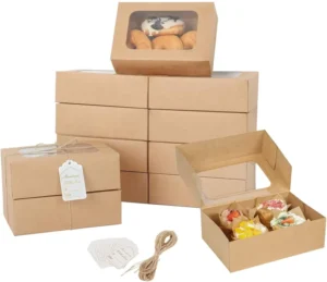 Custom Food Grade Biodegradable Kraft Paper Cupcake Packaging Boxes