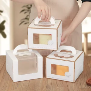 Custom Food Grade Eco-Friendly Kraft Paper Square Cake Box Four-Color Logo Printing Low MOQ Customized Size No.019