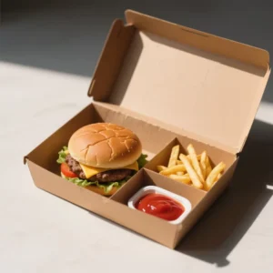 Custom Food-Grade Kraft Corrugated Paper Takeaway Box for French Fries and Burgers