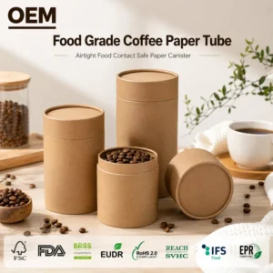 Custom Food Grade Kraft Paper Coffee Bean Tube Airtight Canister Cylinder Tea Nut Dried EUDR OEM Packaging Container Retail