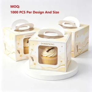 Custom Food Grade Paper Elegant Folding White Dessert Boxes with Clear Lid for Dessert Party Wedding Cake Bakery