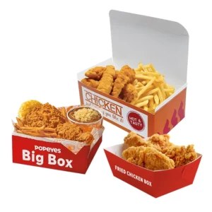 Custom Food Grade Paper Fried Chicken Box for Takeaway, Korean Hot Dog, French Fries, Burger and Fast Food