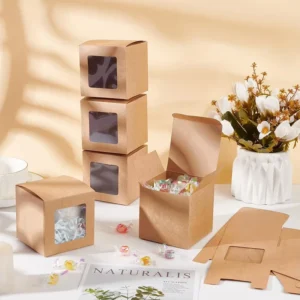 Custom Food Grade Recyclable Paperboard Gift Food Box with Clear PVC Window, Embossing and Matt Lamination