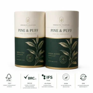 Custom Food Grade Tea Paper Tube Packaging Luxury Round Tea Canister with Foil Lining Gold Foil Logo OEM Factory