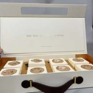 Custom Four-Color Printed Mooncake Gift Box, Book-Style Window Rigid Box with Glossy Lamination for Food Use