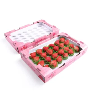 Custom Fresh Fruit Packaging and Display Box with Strawberry, Cherry, and Avocado Trays
