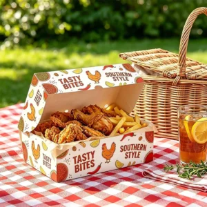 Custom Fried Chicken and Chicken Wings Takeaway Boxes for Fast Food Packaging