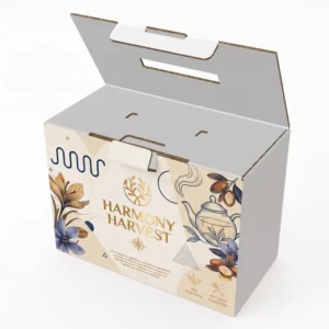 Custom Full Color Logo Suitcase-Handle Corrugated Cardboard Box for Retail Tea Food Gift Packaging
