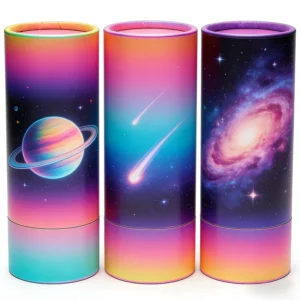 Custom Galaxy Pattern Cylindrical Packaging Tube Recycled Materials Eco Friendly Gradient Color Gift Box for Smart Watch