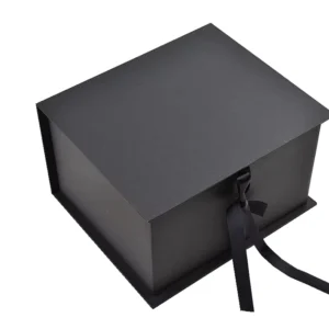 Custom Gift Packaging Paper Foldable Magnetic Gift Box With Ribbon Closure