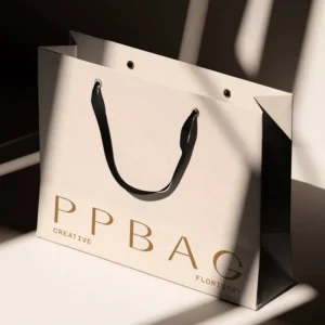 Custom Gold Foil Matte Embossed Laminated Paper Bag, Large/Medium White Gift Shopping Bag
