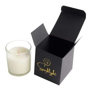 Custom Gold Foil Stamped Full-Color Printed Black Kraft Paper Box for Candle Jar Packaging