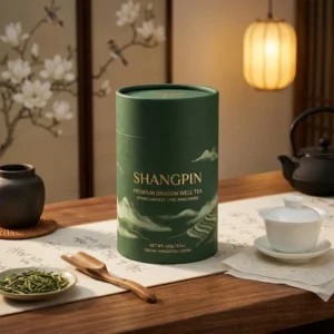 Custom Gold Foil Stamping Green Cardboard Cylinder Tea Packaging Box Eco Friendly Paper Tube Canister Factory