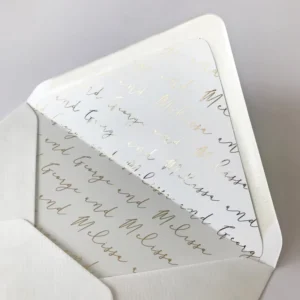 Custom Gold Foil Wedding Envelope Liners Personalized Bride & Groom Name Inserts