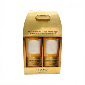 Custom Gold Foil Window Twin-Pack Whisky Gift Box with Portable Handle