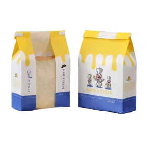Custom Grease- and Oil-Proof Kraft Paper Bread Bag with Clear Window, Resealable, for Bakery