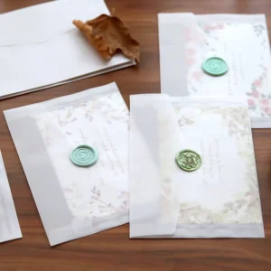 Custom Green Invitation Envelope for Wedding Card Plastic Envelope Kraft Envelope