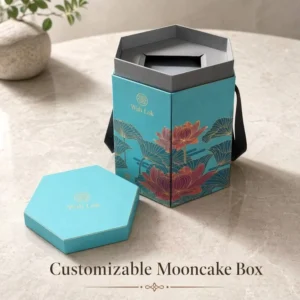 Custom Handmade Eco-Friendly Recycled Hexagonal Irregular Mooncake Gift Box with Rigid Paper Packaging