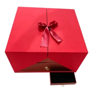 Custom Hardcover Rigid Paper Gift Box with Ribbon for Christmas and Valentine’s Day