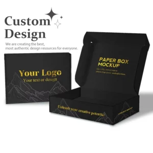 Custom High Quality Color Printing Black Corrugated Paper Apparel Boxes