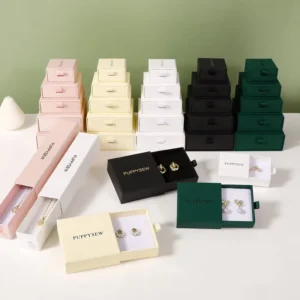 Custom Jewelry Packaging Ring and Necklace Paper Box with Microfiber Sponge