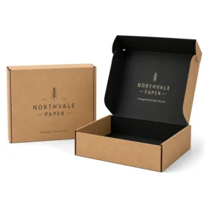 Custom Kraft Corrugated Airplane Mailer Box, Embossed, Black Inner, Gold Foil Logo, Self-Lock, OEM