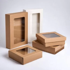 Custom Kraft Corrugated Rigid Gift Packaging Boxes with Window