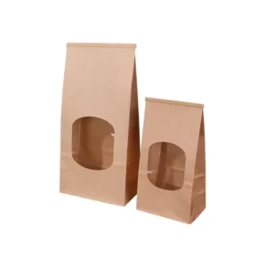 Custom Kraft Paper Bag with Clear Window and Handle